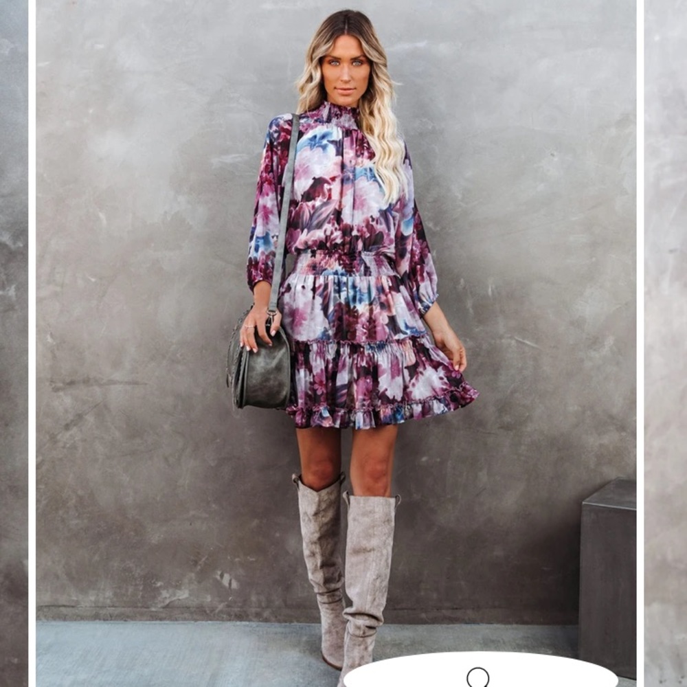 BTL-Life Paola Floral Smocked Ruffle Tiered Dress
